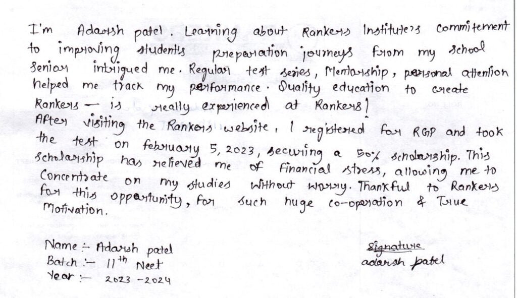 adarsh patel Testimonial