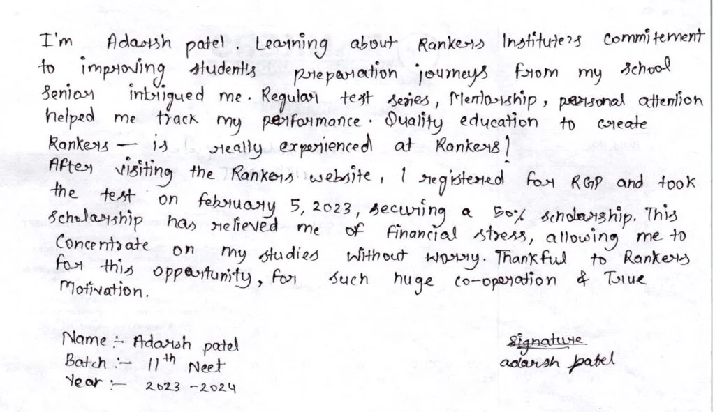 adarsh patel Testimonial