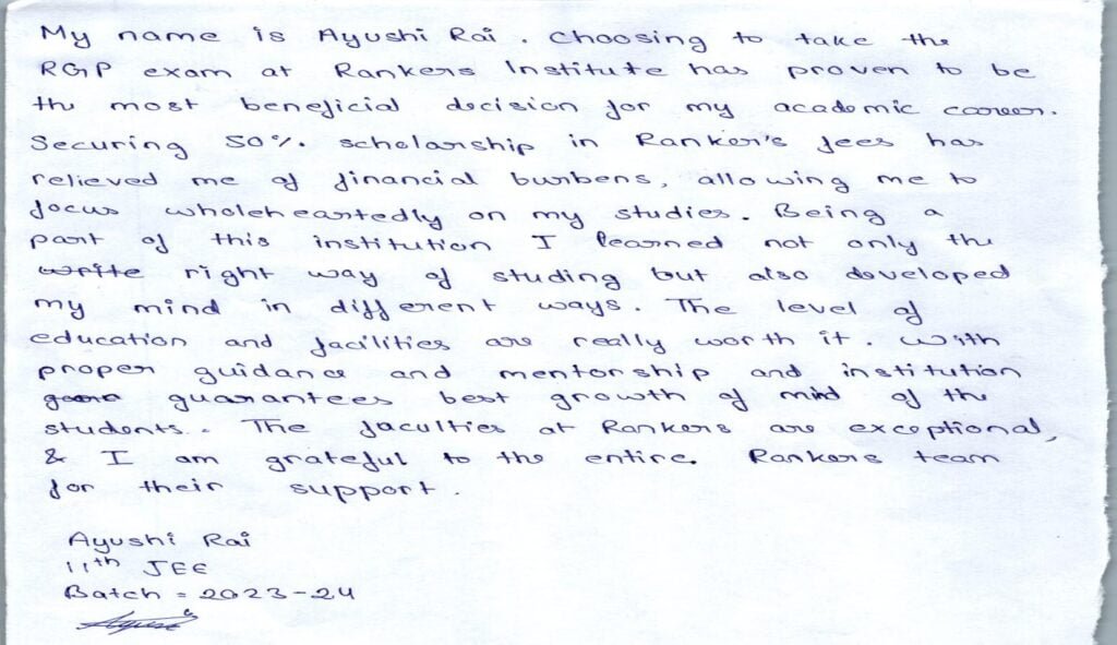 ayushi Testimonial