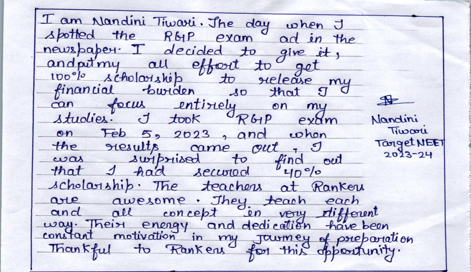 nandini Testimonial
