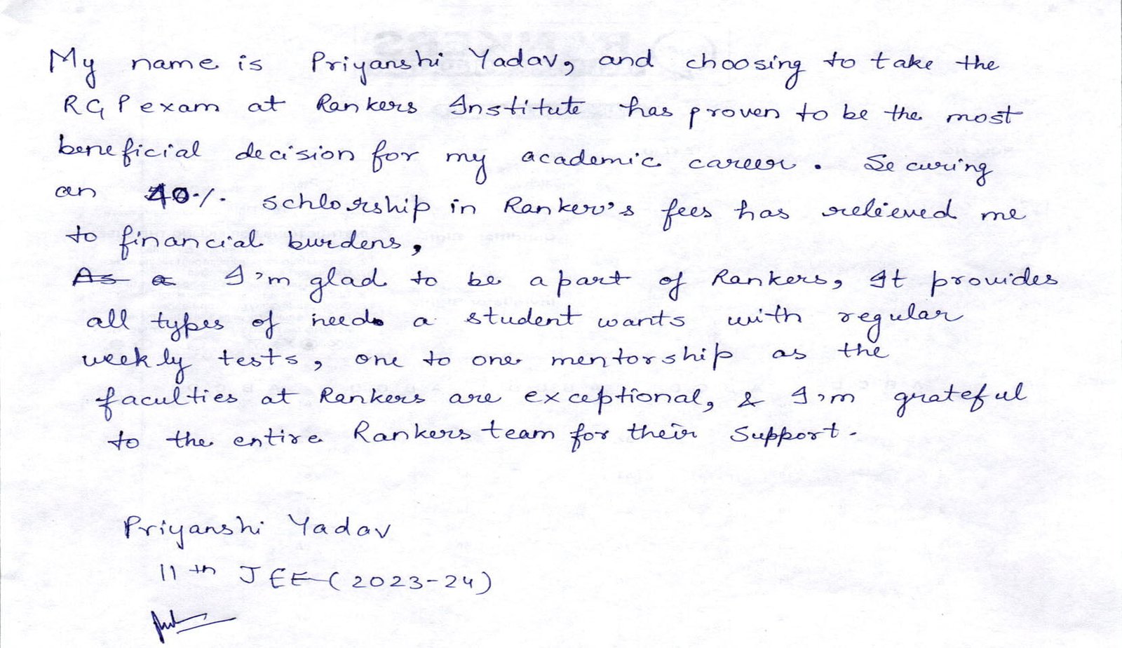 priyanshi Testimonial