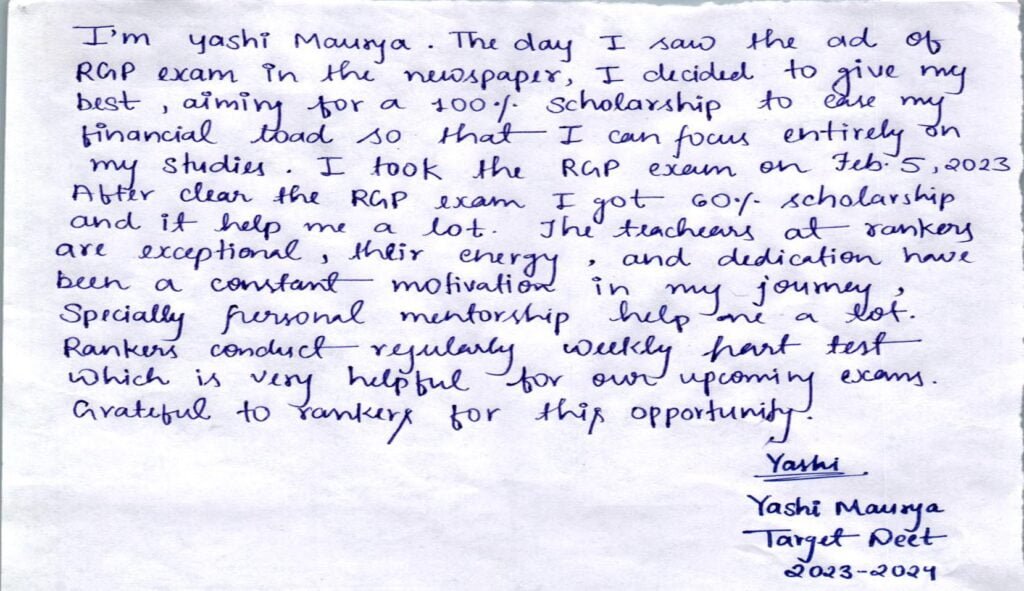 yashi maurya Testimonial
